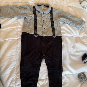 Giorgio Armani Baby Gray and Black Romper